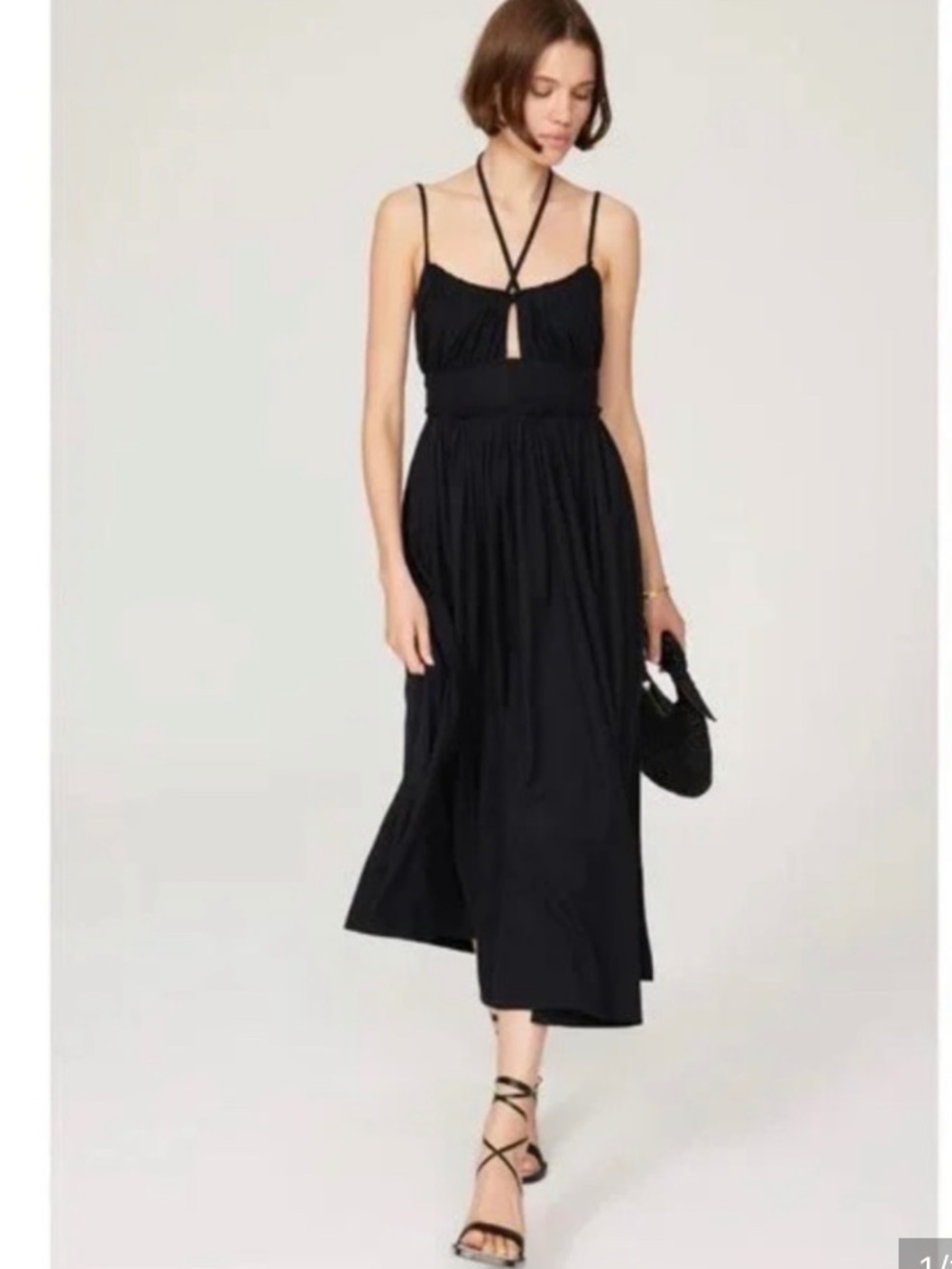 ULLA JOHNSON Freya black Cotton jersey Midi Dress Sz 4 Small Summer Luxury NWOT